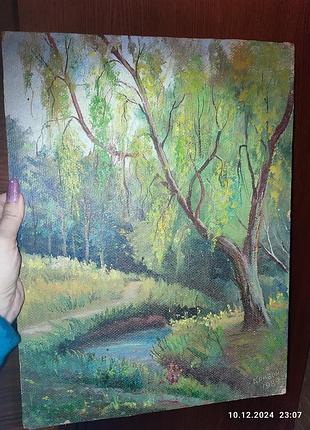 Картина природа 1989 г. винтаж