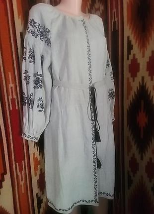 Платье вышиванка конопля 38-40 г.