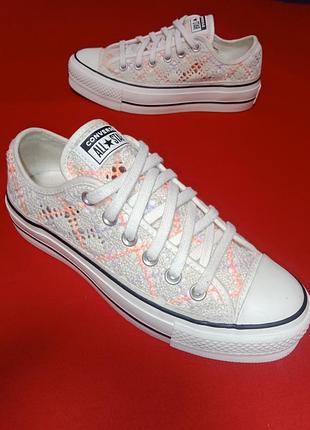 Кеды на платформе converse 568278c,boho crochet platform chuck taylor all star low top,размер 39, стелька 24.5 см, изготовитель вьетнам,оригинал