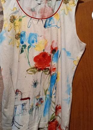 Футболочка-топ- блузочка, катон трикотаж, мягусенькая, приятная к телу размер 50-52 бренд alba moda