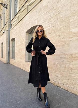 Платье женское из вельвета на пуговицах, в комплекте пасочек