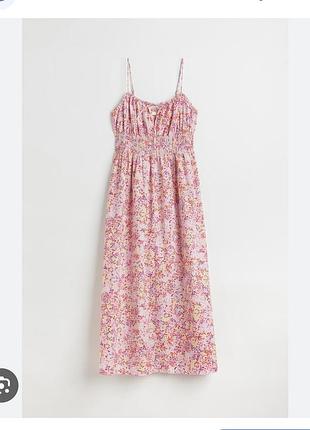 Сарафан міді максі h&m на тонких бретельках в дрібну квіточку бавовна