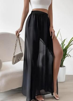 Напівпрозора спідниця максі з 2 розрізами xl