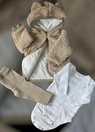 Дитячий набір одягу на осінь 62 розміру, куртка, боді, штани