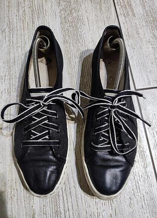 Кеди шкіряні чорні туфлі спортивні шкіра лофери