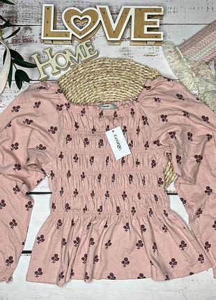 Рожевий квітковий топ з довгими рукавами george 10-11