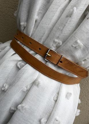 Винтажный тонкий кожаный пояс ремень франция1 фото