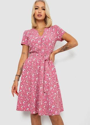 Платье софт с принтом цвет темно-пудровый