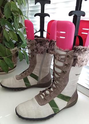 Зимние, кожаные (замш) на меху ботинки tamaris - спорт .германия. р.  40 - 26 см