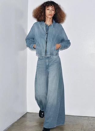 Джинси жіночі сині широкі zara new