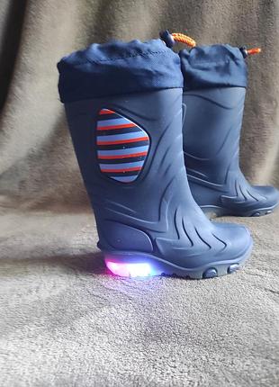 Сапоги резиновые светятся унисекс для мальчика девочки р.22-23