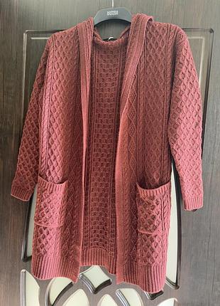 Розкішний, кардіган, в бордовому, кольорі, від дорогого бренду: tu