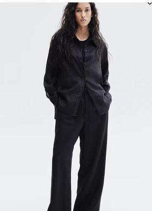 Лляна чорна сорочка h&m