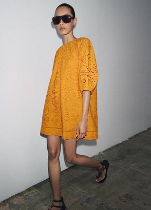 Бавовняна сукня з вишивкою zara
