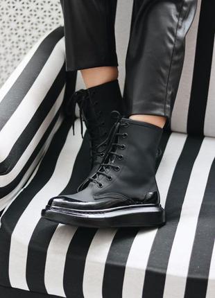 Alexander mcqueen boots женские ботинки маквин черные2 фото