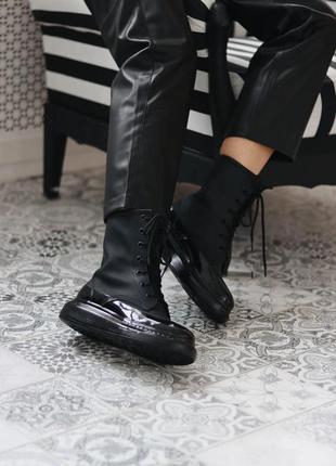 Alexander mcqueen boots женские ботинки маквин черные8 фото