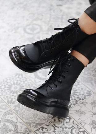 Alexander mcqueen boots женские ботинки маквин черные6 фото