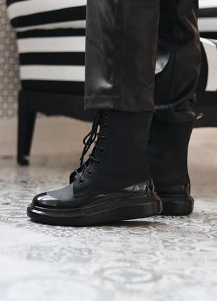 Alexander mcqueen boots женские ботинки маквин черные3 фото