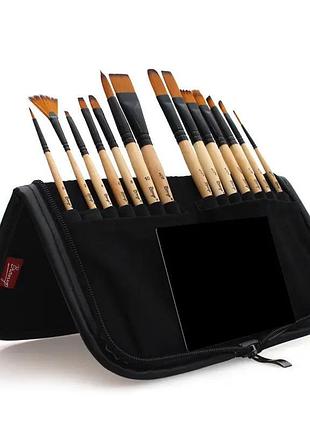Набор профессиональных кистей artist brush, в пенале, 14 шт в наборе видеообзор!