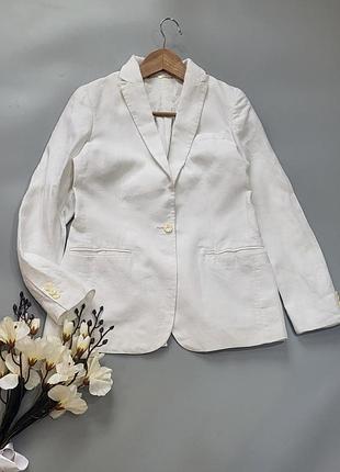 Піджак білий лляний massimo dutti