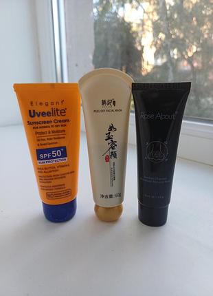 Крем спф для обличчя, маска-плівка,, маска від чорних цяток, косметика