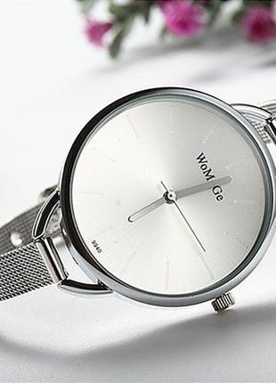 Глянцевые металлические часы silver 5