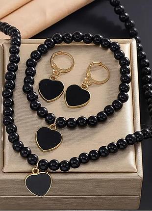 Набір комплект сережки підвіска та браслет біжутерія