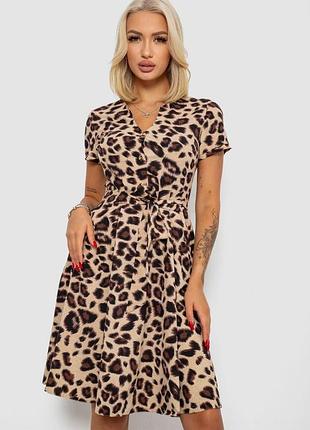 Платье софт с принтом цвет темно-бежевое