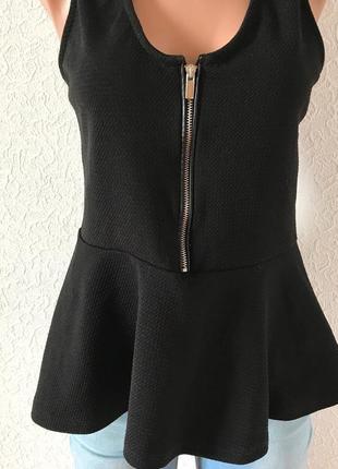 ❄️ продана чёрная блуза блузка с баской р. 10/38/м2 фото