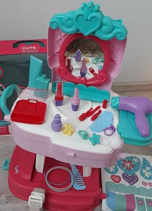 Игровой набор детское трюмо салон красоты с косметикой в рюкзаке для девушек от 3 лет