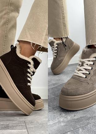 Ботинки зимние женские натуральная замша