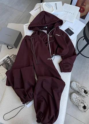 Жіночий повсякденний спортивний костюм двійка штани брюки та кофта укорочена на змійці тканина двонитка