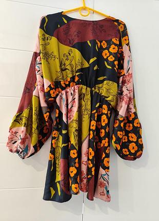 Сатинова сукня zara з об'ємними рукавами
