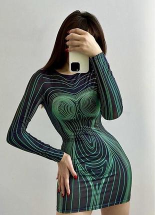 Неонова стильна ефектна коротка силуетна сексуальна сукня плаття y2k рейв