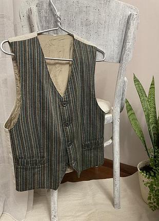 Жилетка вінтажна лляна,різнокольорова,розмір хс-с