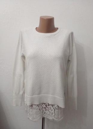 Білий джемпер з майкою з мережива