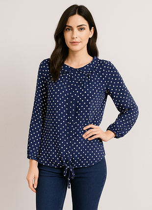 Синяя блуза в горох