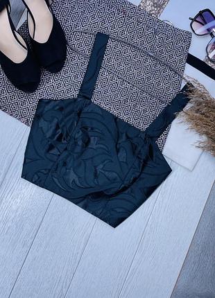 Чорний топ missguided m топ святковий короткий топ на блискавці
