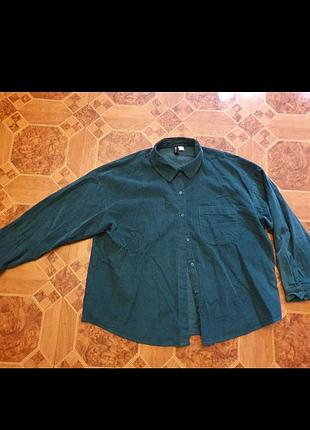 Вельветовая свободная рубашка, зумрудный цвет, оверсайз