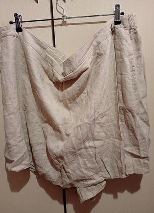 Батал!!юбка -шорты льняная, размер 24.