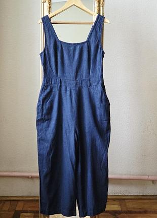 Cиний комбиезон из льна и с карманами peacocks