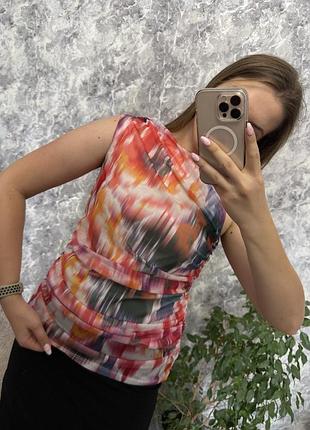 Блуза майка блуза сітка різнокольорова блуза зі збіркою на талії by very 18