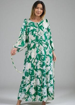 🌿 легке плаття у квітковий принт натуральне з віскози nutmeg