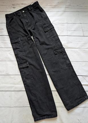 Черные плотные джинсы,карго-джинсы от shein
