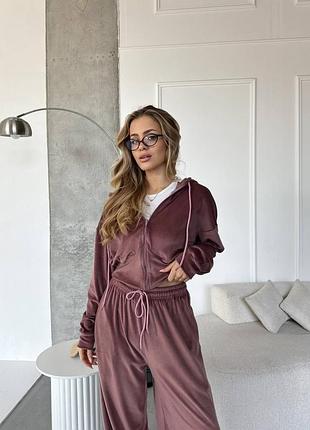 Спортивный костюм велюр бархат корсет худи капюшон объемный оверсайз брюки высокая посадка на молнии