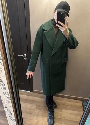 Жіноче пальто нове розмір l-xl темно-зеленого кольору