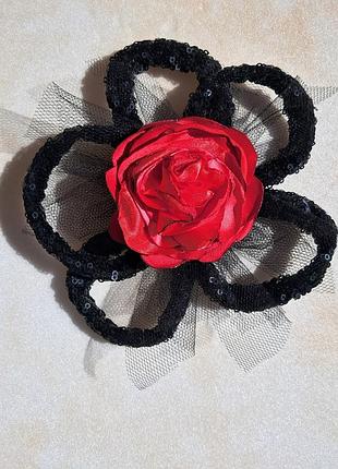 Эксклюзивный дизайнерский цветок брошка ручной работы, 14 см.