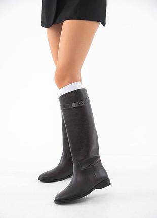 ▪️жіночі шкіряні коричневі чоботи труби jumping boots натуральна шкіра, женские кожаные коричневые  сапоги трубы jumping boots натуральная кожа