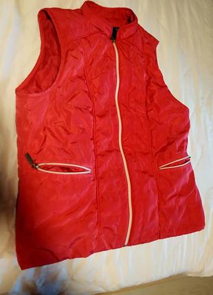 Безрукавка красная женская, полиэстер, жилетка с подкладкой