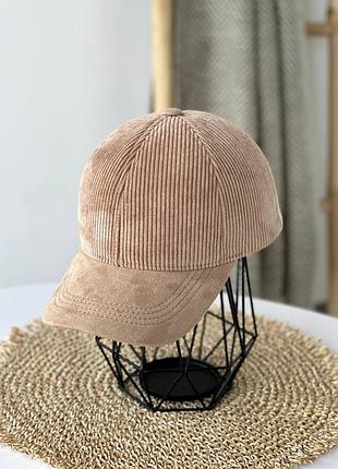 Вельветовая качественная замшевая бейсболка осень весна молодежная мужская кофейная